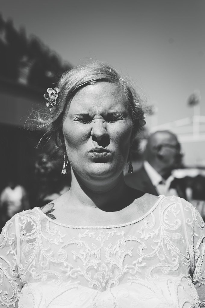 bride making funny faces