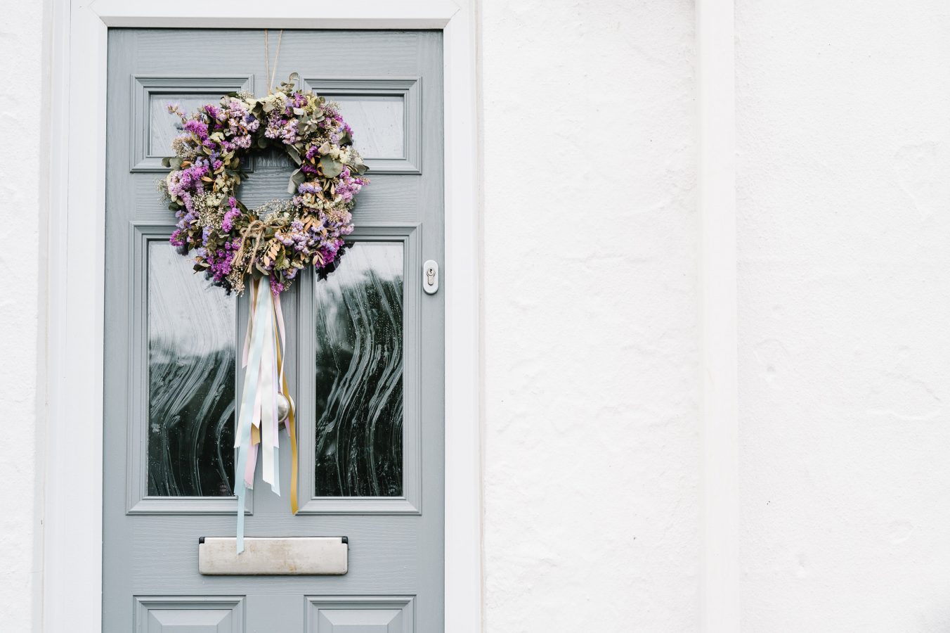 flower wreath on door