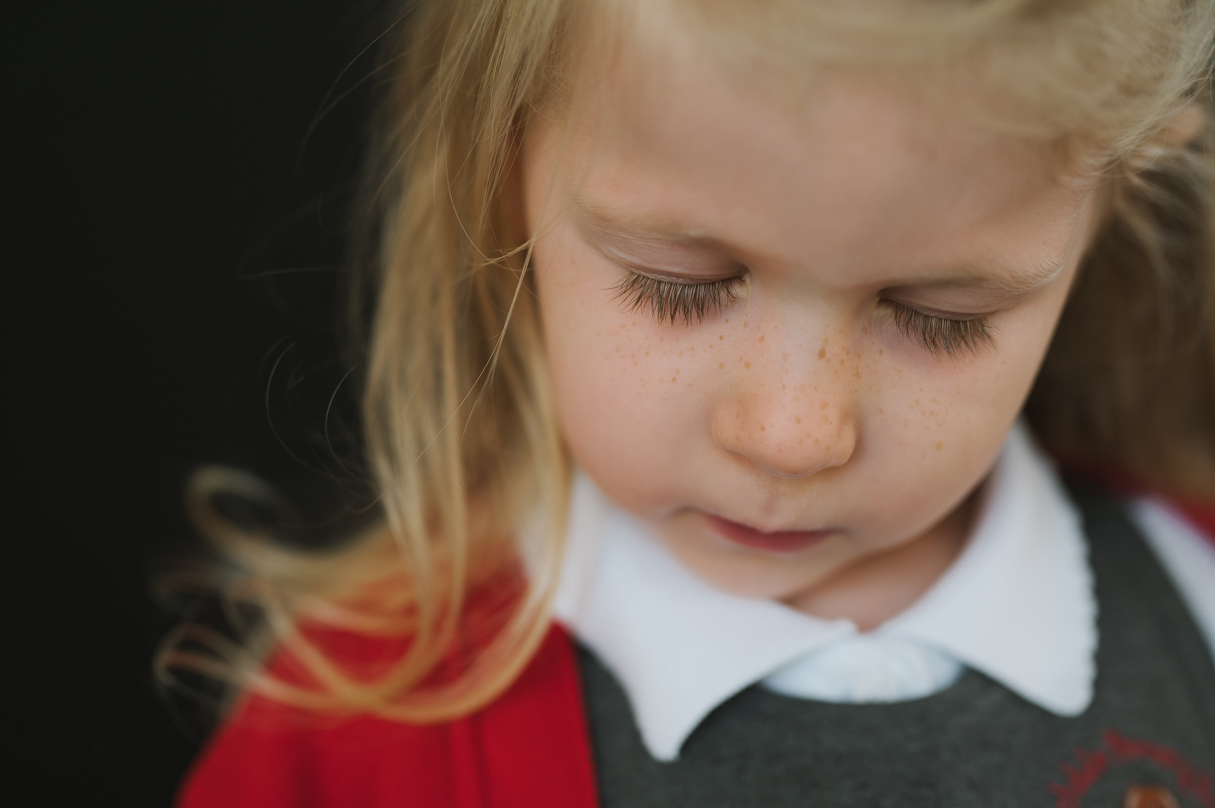 Fine art portrait of girl with eyes closed