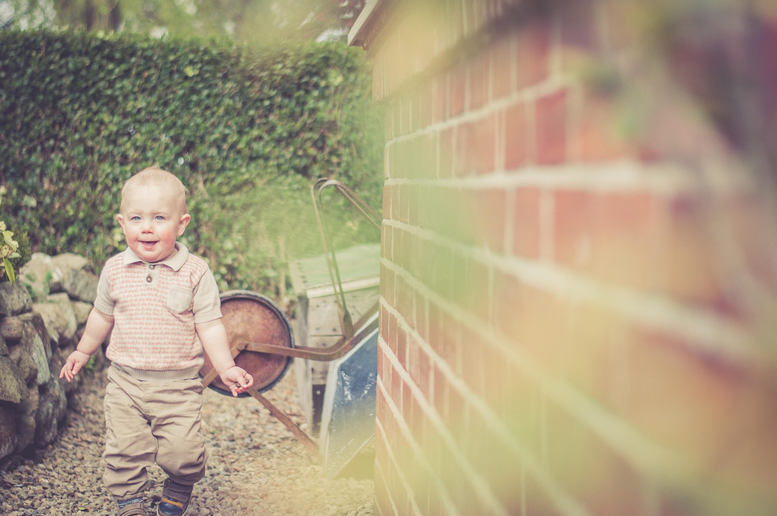 child exploring garden