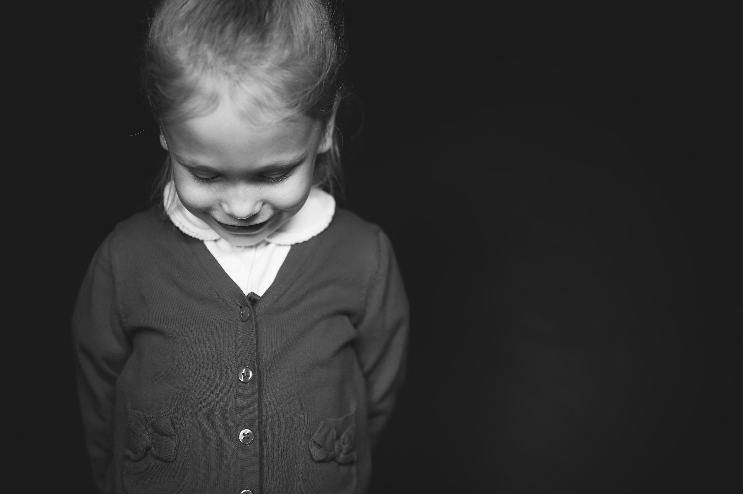 School portrait girl being shy