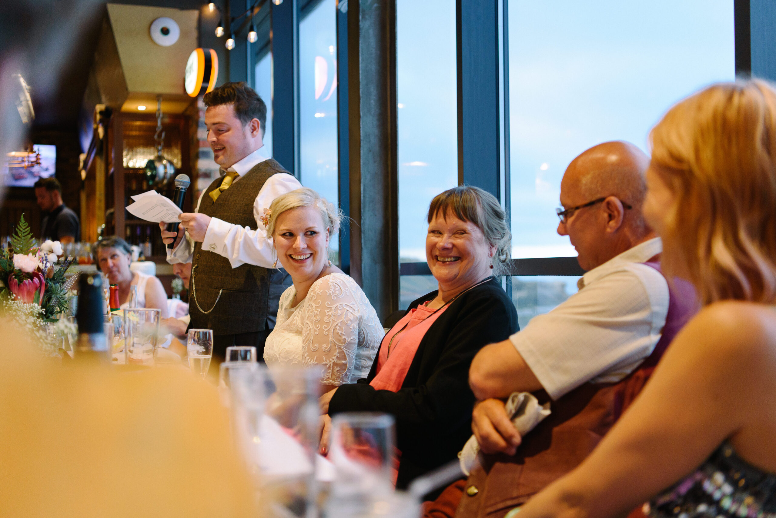 Groom reading speech at the View Tynemouth