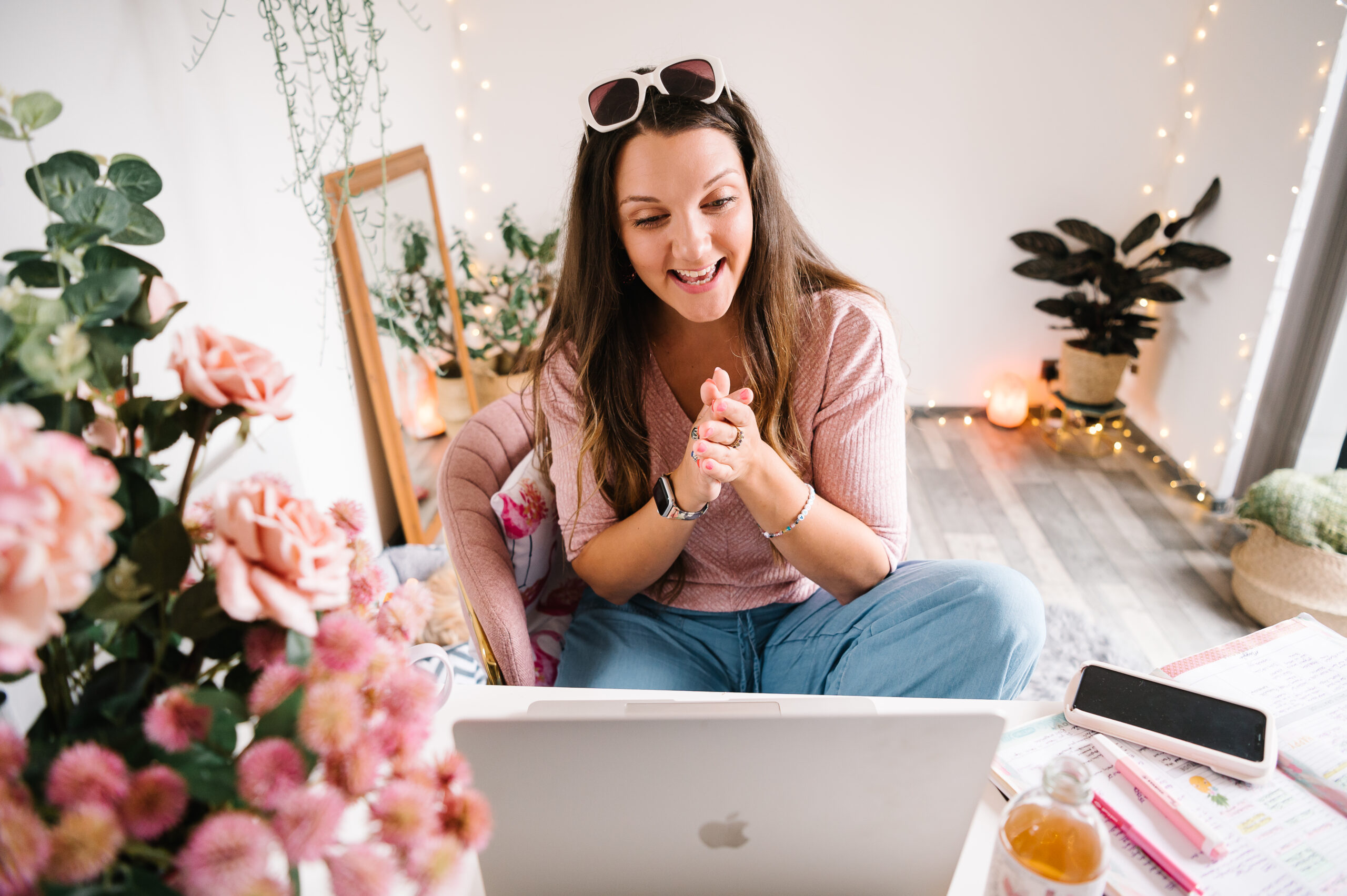 life coach zooming on laptop