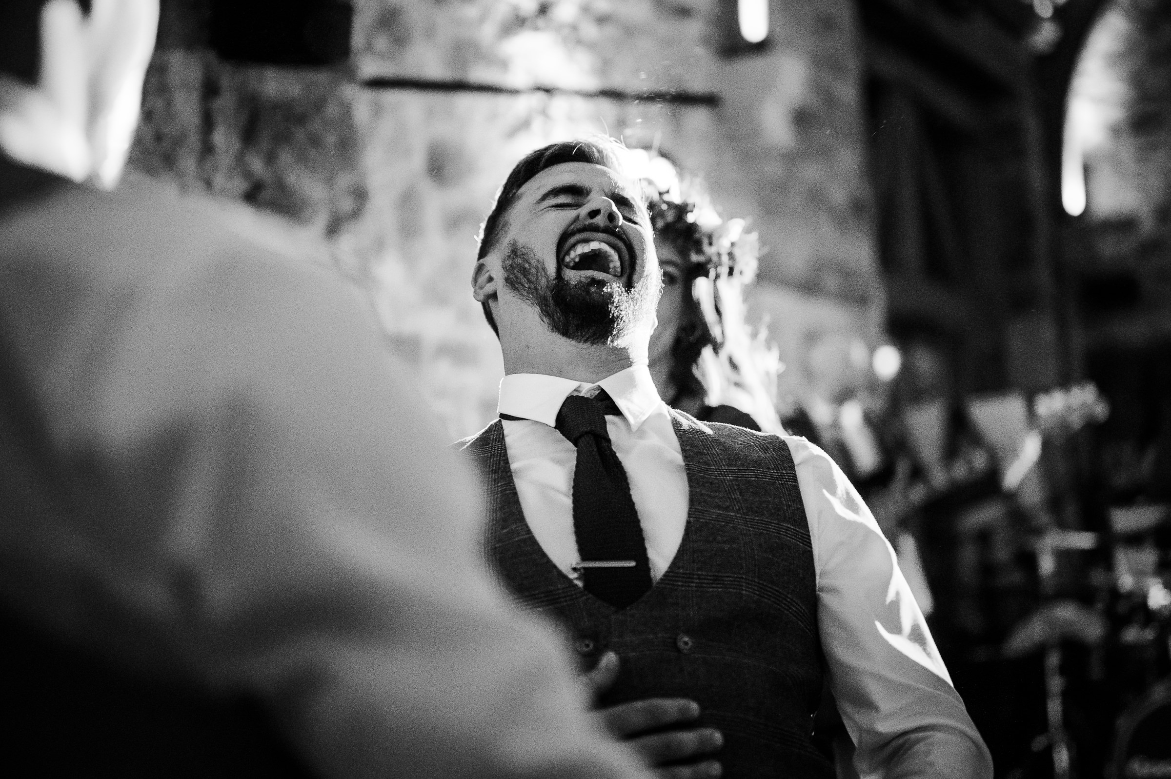 Groom partying at Healey Barn Wedding